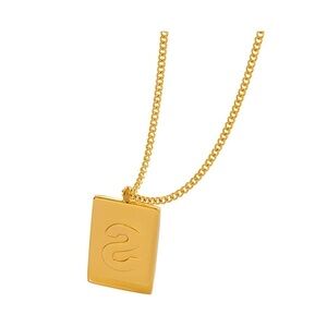 Necklace Women 18K Gold Plated Letter S Pendant Stainless Steel Gift Glam Dainty